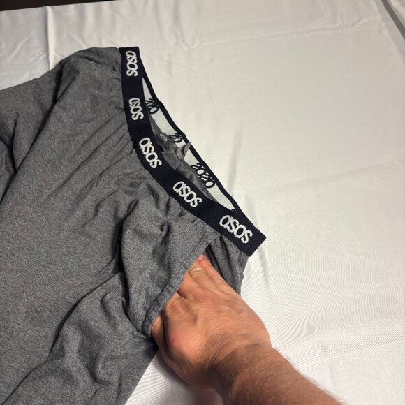 ASOS Men’s Pajama Pants – Gray Lounge Sleep Pants with Logo Waistband - Picture 4 of 4